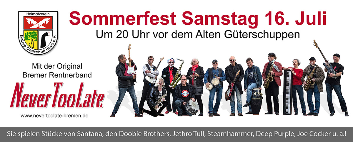 Sommerfest mit der Bremer Rentnerband "NeverTooLate"